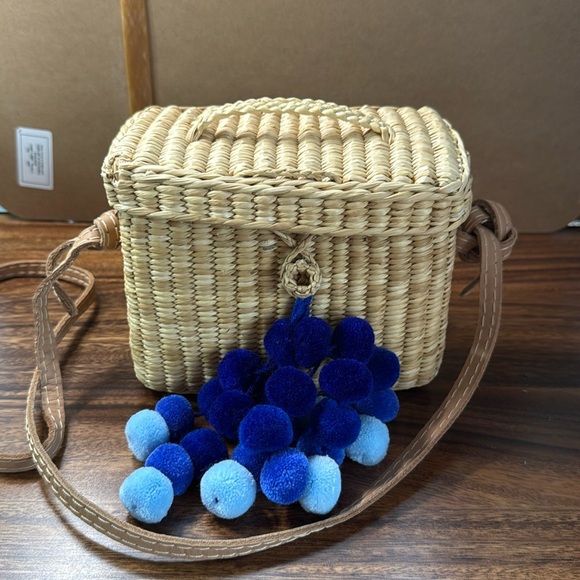 Pre-owned Nannacay Roge Small Pompom Bag in Blue - Picture 1 of 7